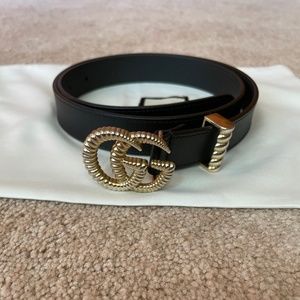 Gucci Leather Belt with Torchon Double G